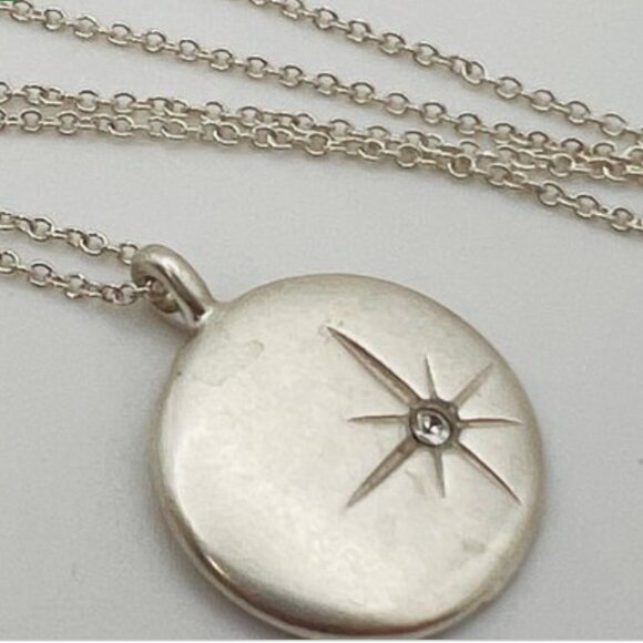 Sterling Silver Adjustable Trace Chain Necklace with Round Sunburst Pendant - Picture 2 of 8